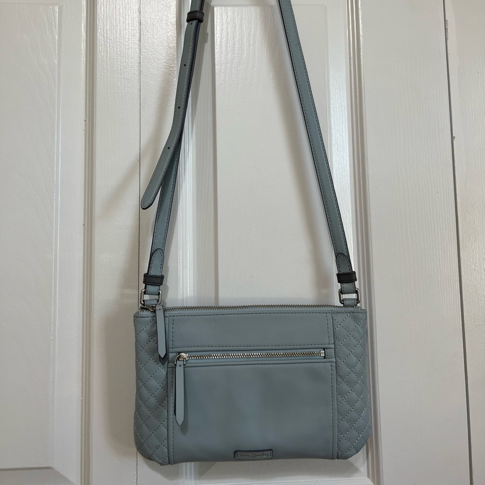 Vera Bradley Carryall Small Crossbody Leather Bag Dusty Blue